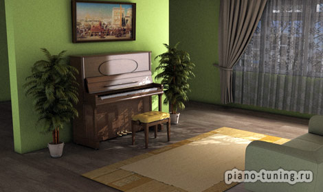 Пианино в 3D интерьере